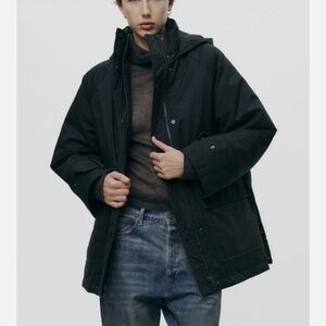 New Zara ZW Collection Quilted Black Jacket Large NWOT